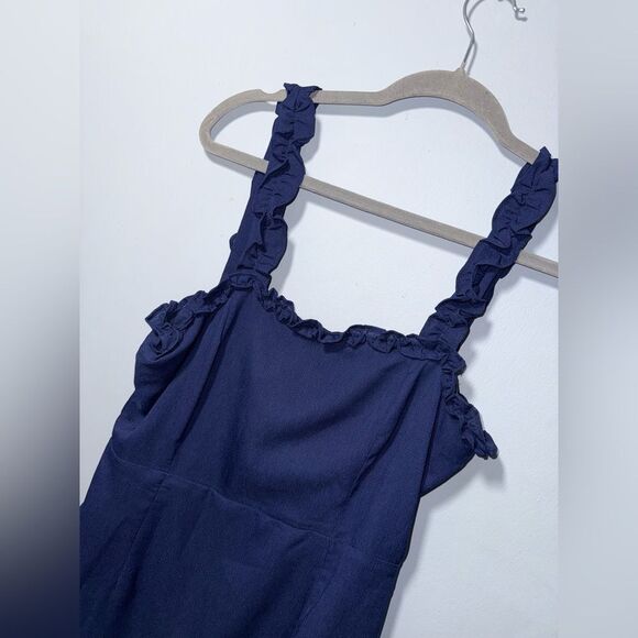 Superdown arabella ruffle mini dress in navy blue Size Medium EUC party holiday - Picture 3 of 8